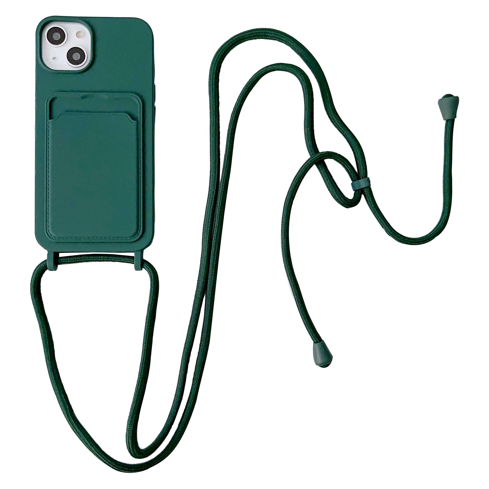 Til iPhone 13 6,1 tommer telefontaske Anti-drop flydende silikone beskyttelsescover med kortslotstrop Til iPhone 13 6,1 tommer telefontaske Anti-drop flydende silikone beskyttelsescover med kortslotstrop
